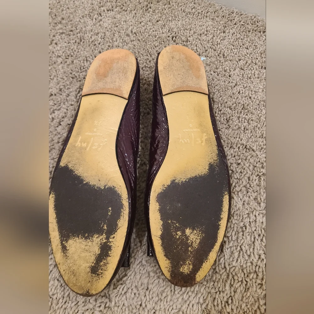 French sole fs/ny patent burgundy ballet flats 7.5 - Picture 7 of 8